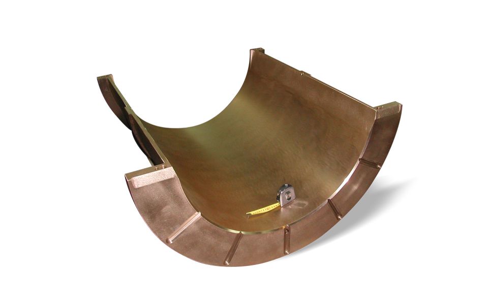 Les Bronzes d'Industrie - Domaines d'application - Broyage - Demi-palier pour rouleaux de support de fours rotatifs